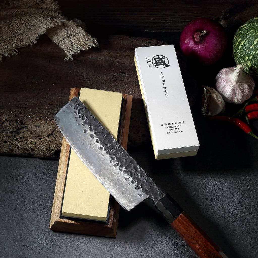 Dual-Sided Whetstone with Wood Base