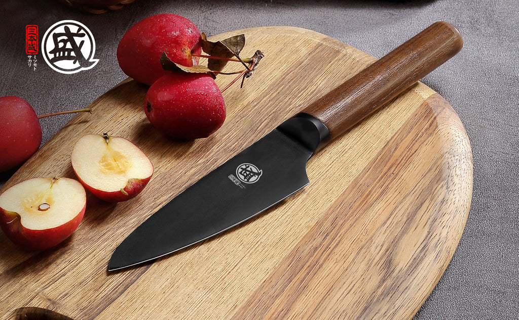 MITSUMOTO SAKARI | 4.5" Paring Knife – Black Titanium Coated Fruit Knife