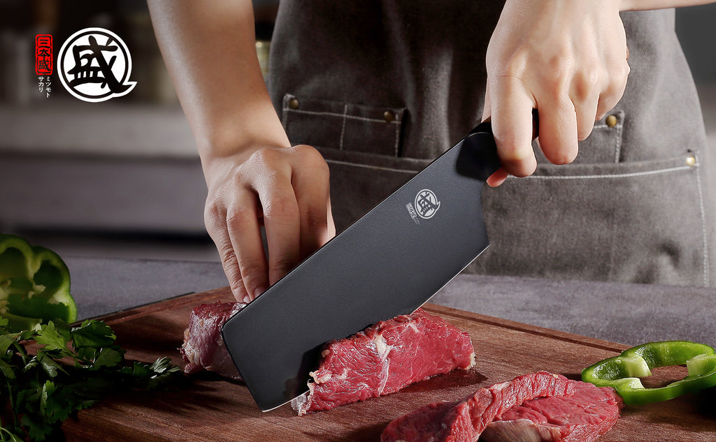 MITSUMOTO SAKARI | 7" Nakiri Chef Knife – Black Titanium Coated Vegetable Knife