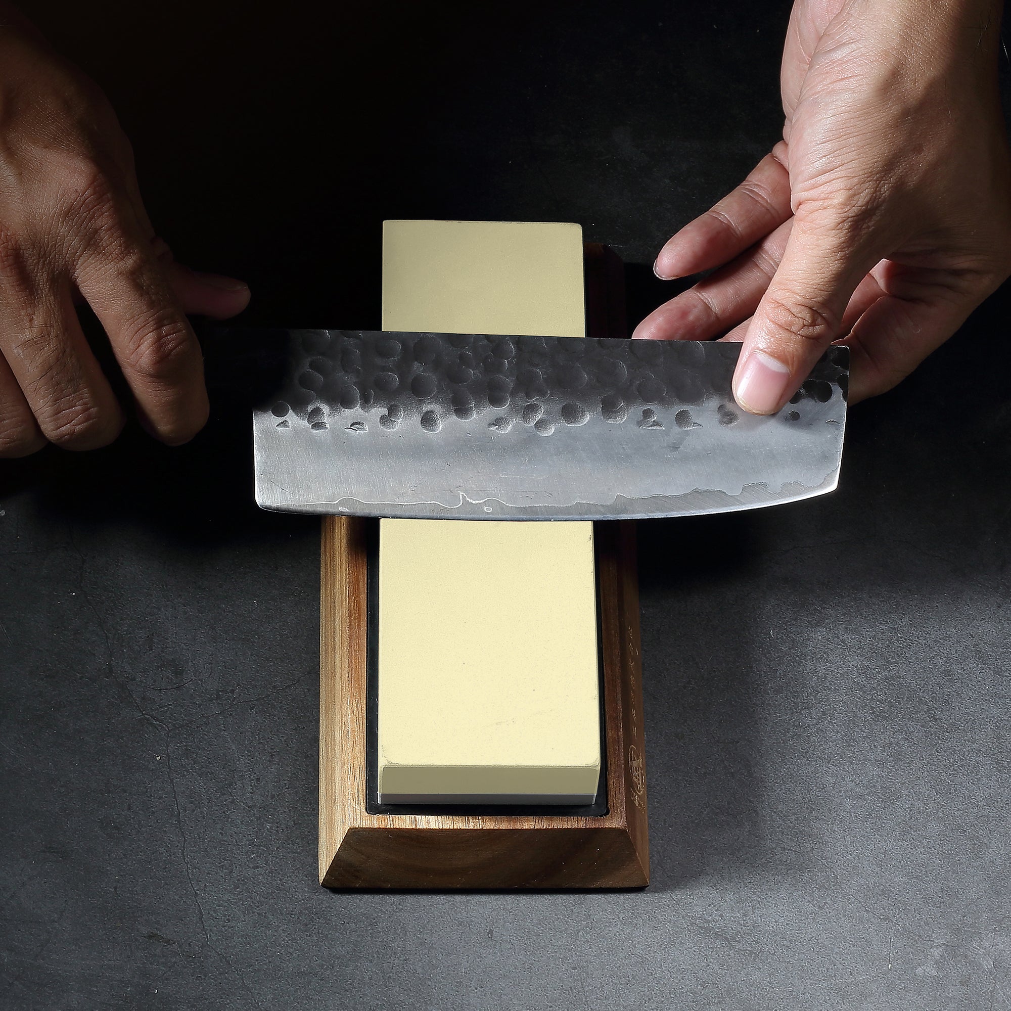 Dual-Sided Whetstone with Wood Base