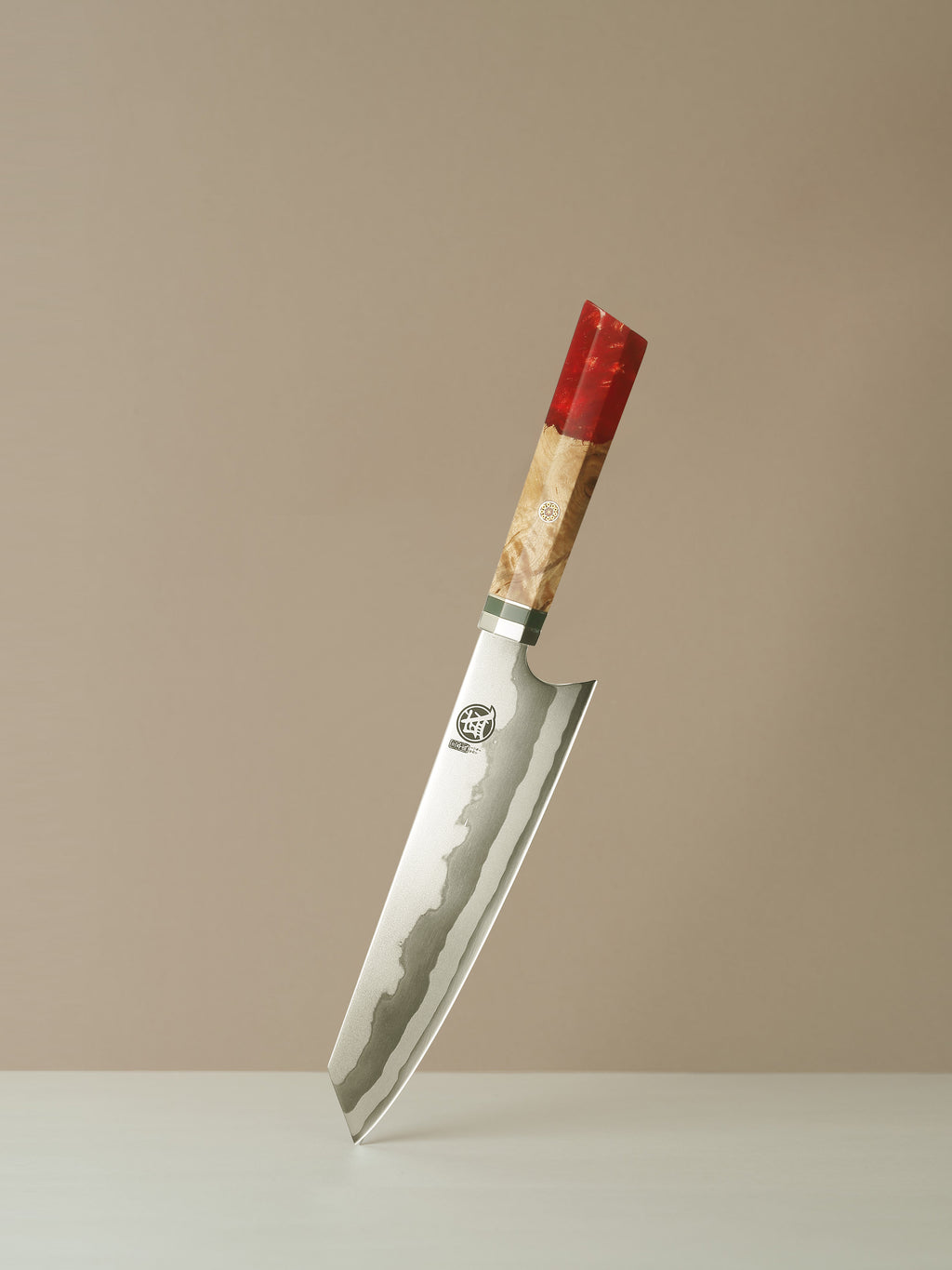 8" Kiritsuke Chef Knife – Hand Forged 440C Damascus Steel with Blue Pomegranate Handle