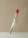 8" Kiritsuke Chef Knife – Hand Forged 440C Damascus Steel with Blue Pomegranate Handle