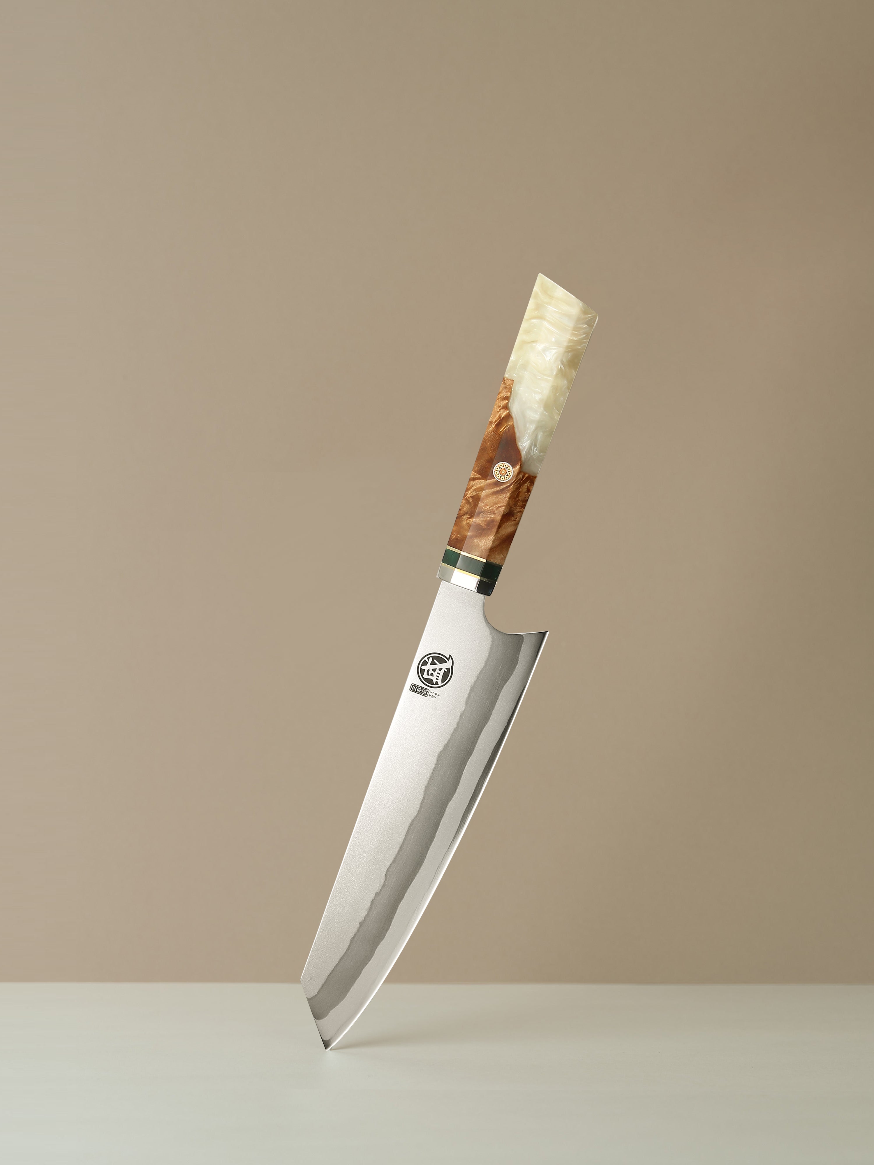 8" Kiritsuke Chef Knife – Hand Forged 440C Damascus Steel with Blue Pomegranate Handle