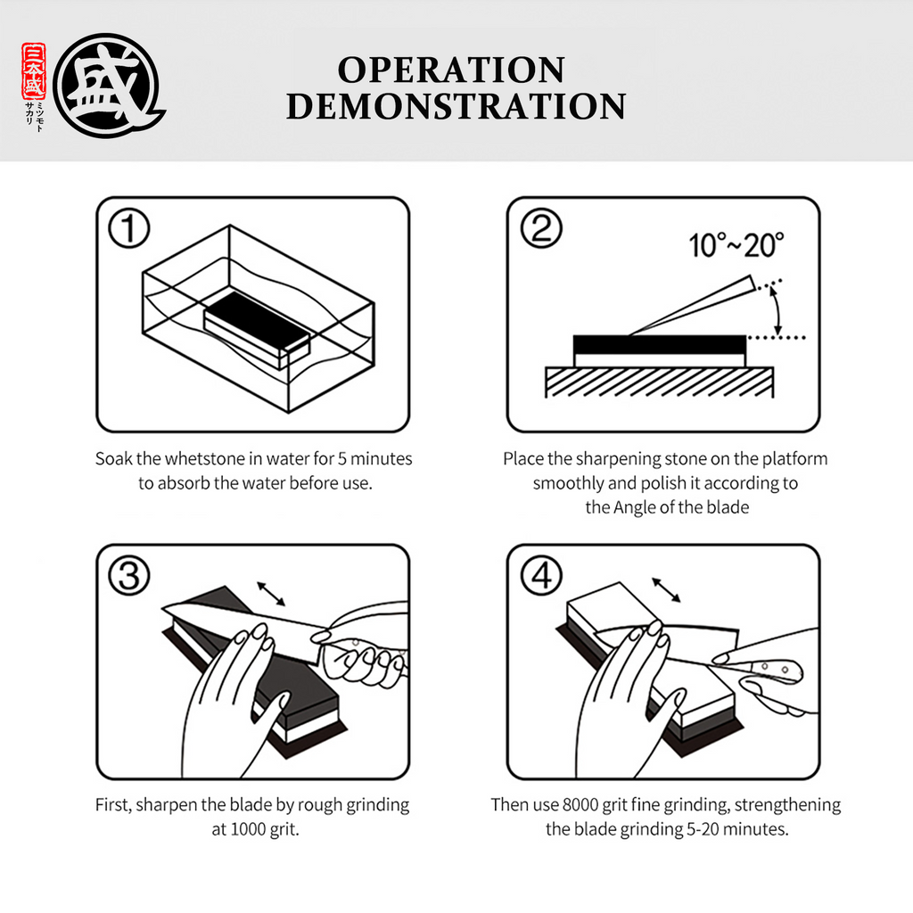 Dual-Sided Whetstone with Wood Base