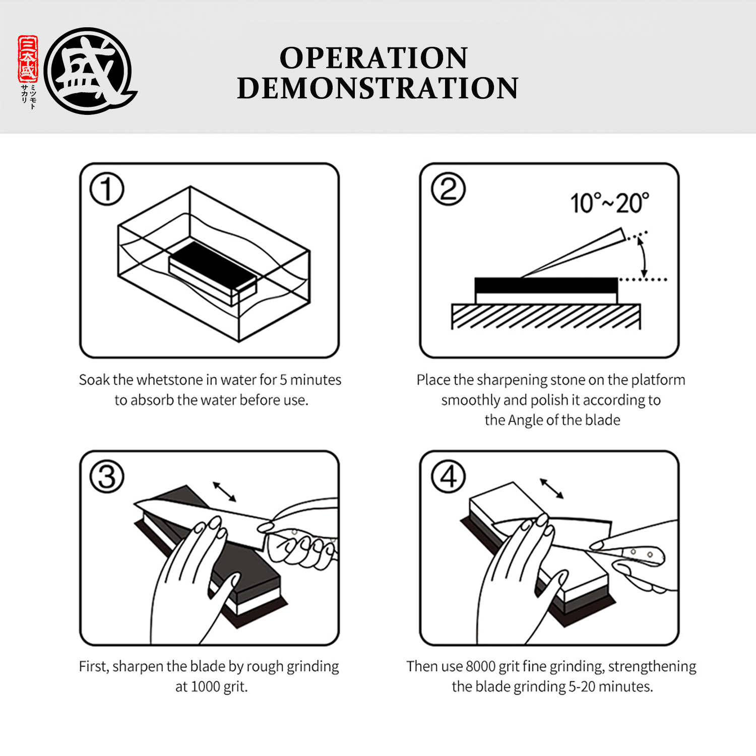 Dual-Sided Whetstone with Wood Base